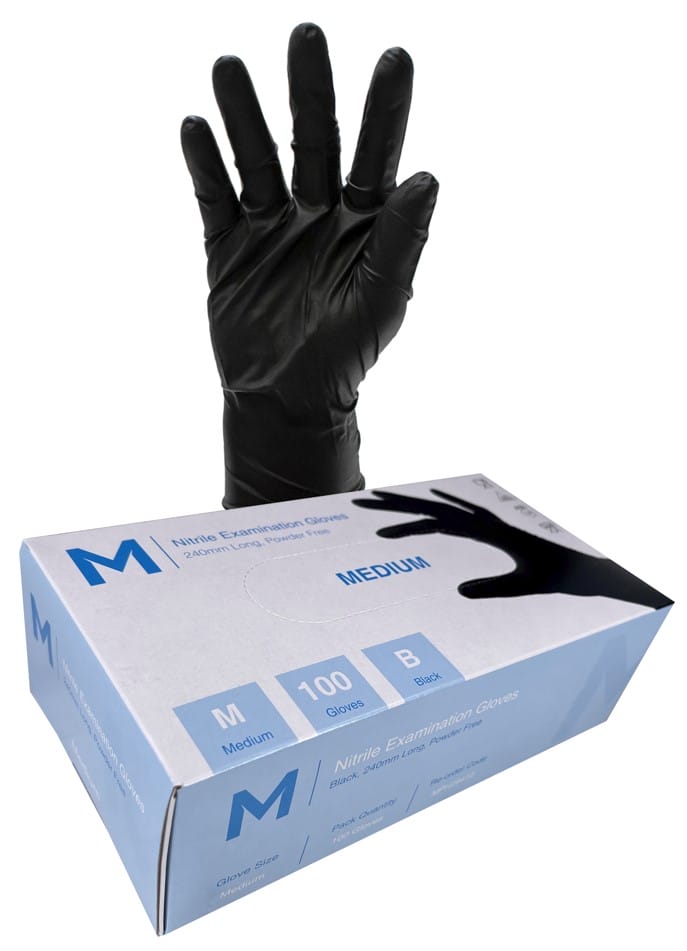Nitrile Gloves - Black x 100