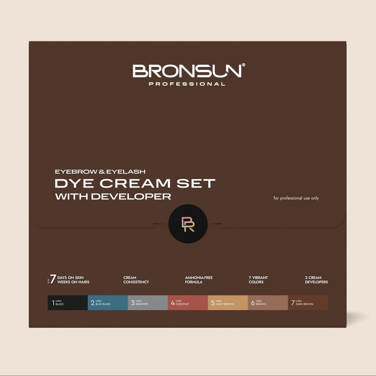 Bronsun Cream Dye Box - Hybrid Lash & Brow Starter Kit (7 Cream Shades + 2 Developer)