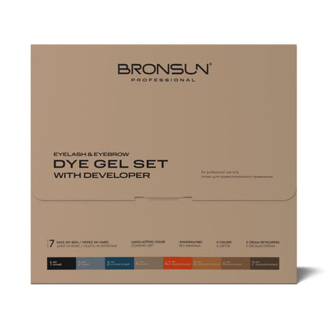 Bronsun Gel Dye Box - Hybrid Lash & Brow Starter Kit (8 Gel Shades + 2 Developer)